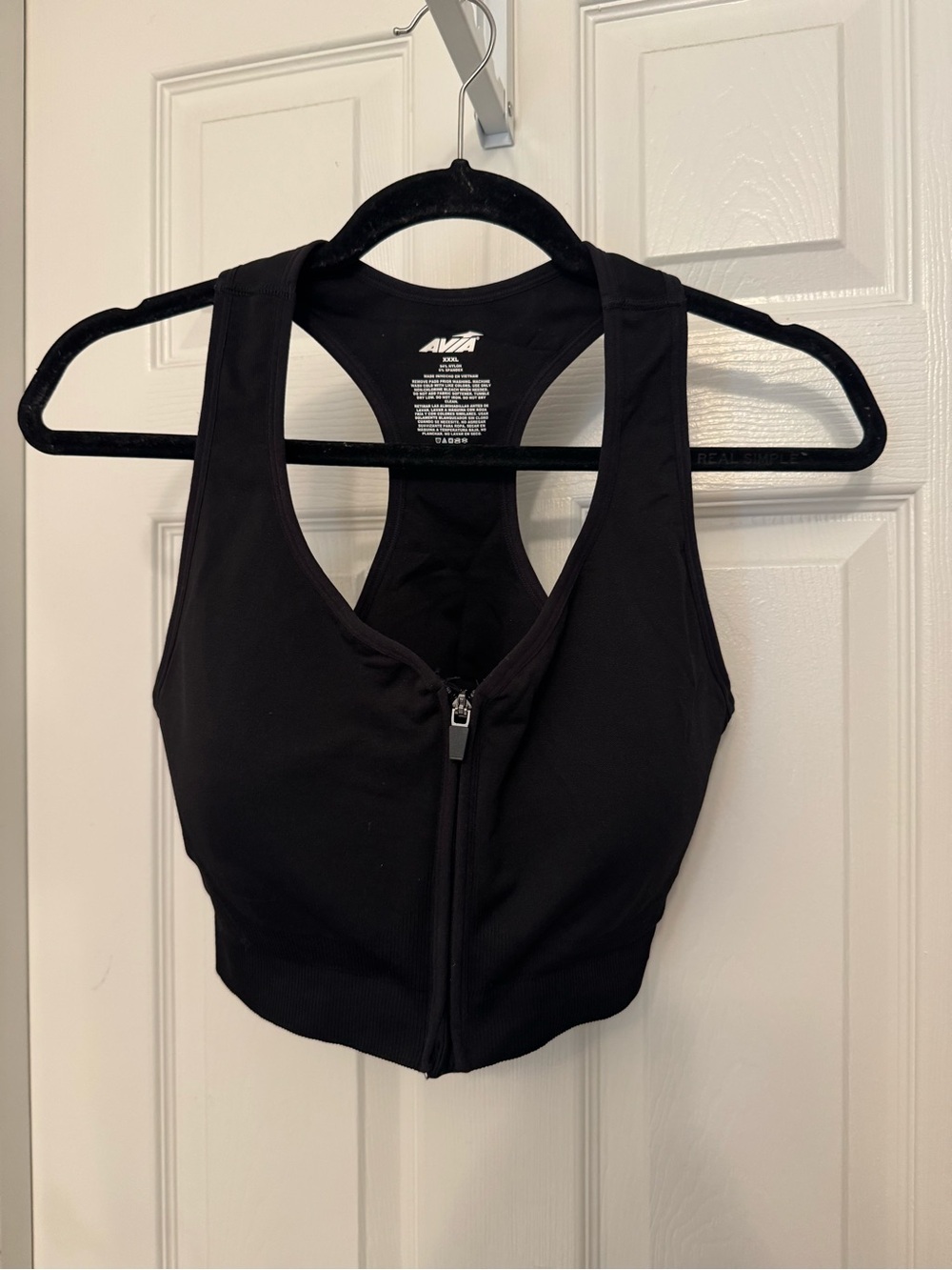 Avia Black Front-Zip Racerback Athletic Bra